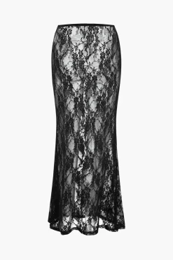 Solid Lace Tie-Up Skirt Set