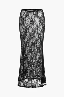 Solid Lace Tie-Up Skirt Set