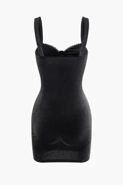 Solid Lace Velvet Backless Mini Dress