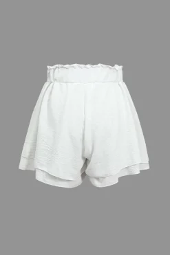 Solid Long-Sleeve Shirt And Ruffle Short Set