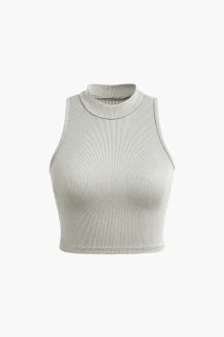 Solid Mock Neck Tank Top