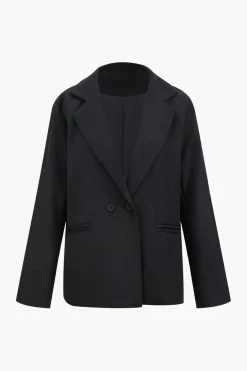 Solid Notched Lapel Blazer