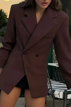 Solid Notched Lapel Button Blazer