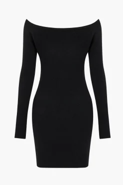 Solid Off Shoulder Button Round Neck Cut Out Mini Dress