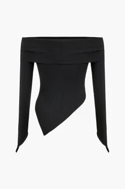 Solid Off Shoulder Top And Trouser Set