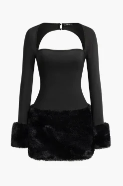 Solid Patchwork Mini Dress