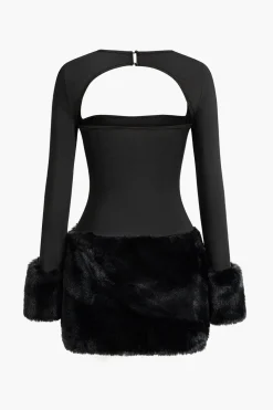 Solid Patchwork Mini Dress