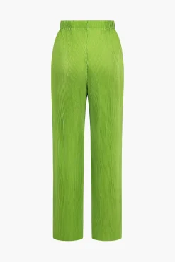 Solid Pleated Crop Bustier Top And Trousers Set
