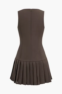 Solid Pleated Mini Dress