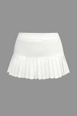 Solid Pleated Mini Skirt