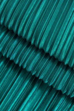 Solid Pleated Slit Maxi Dress