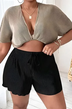 Solid Pleated Tie-Up Shorts