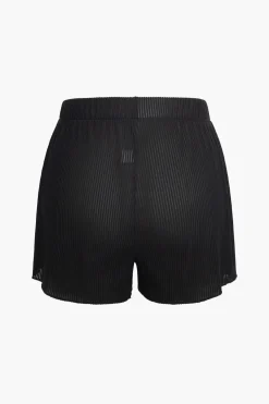Solid Pleated Tie-Up Shorts