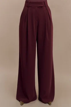 Solid Pleated Wide Leg Trousers