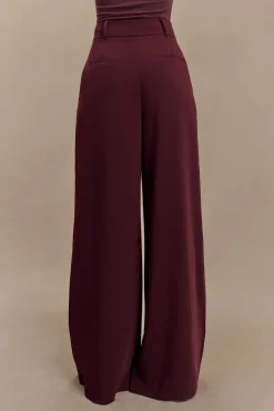 Solid Pleated Wide Leg Trousers