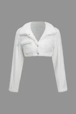Solid Plush Button Pocket Shirt And Shorts Set