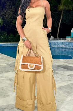 Solid Pocket Slip Jumpsuit