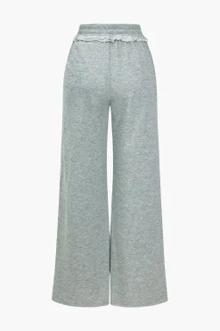 Solid Pocket Wide Leg Trousers