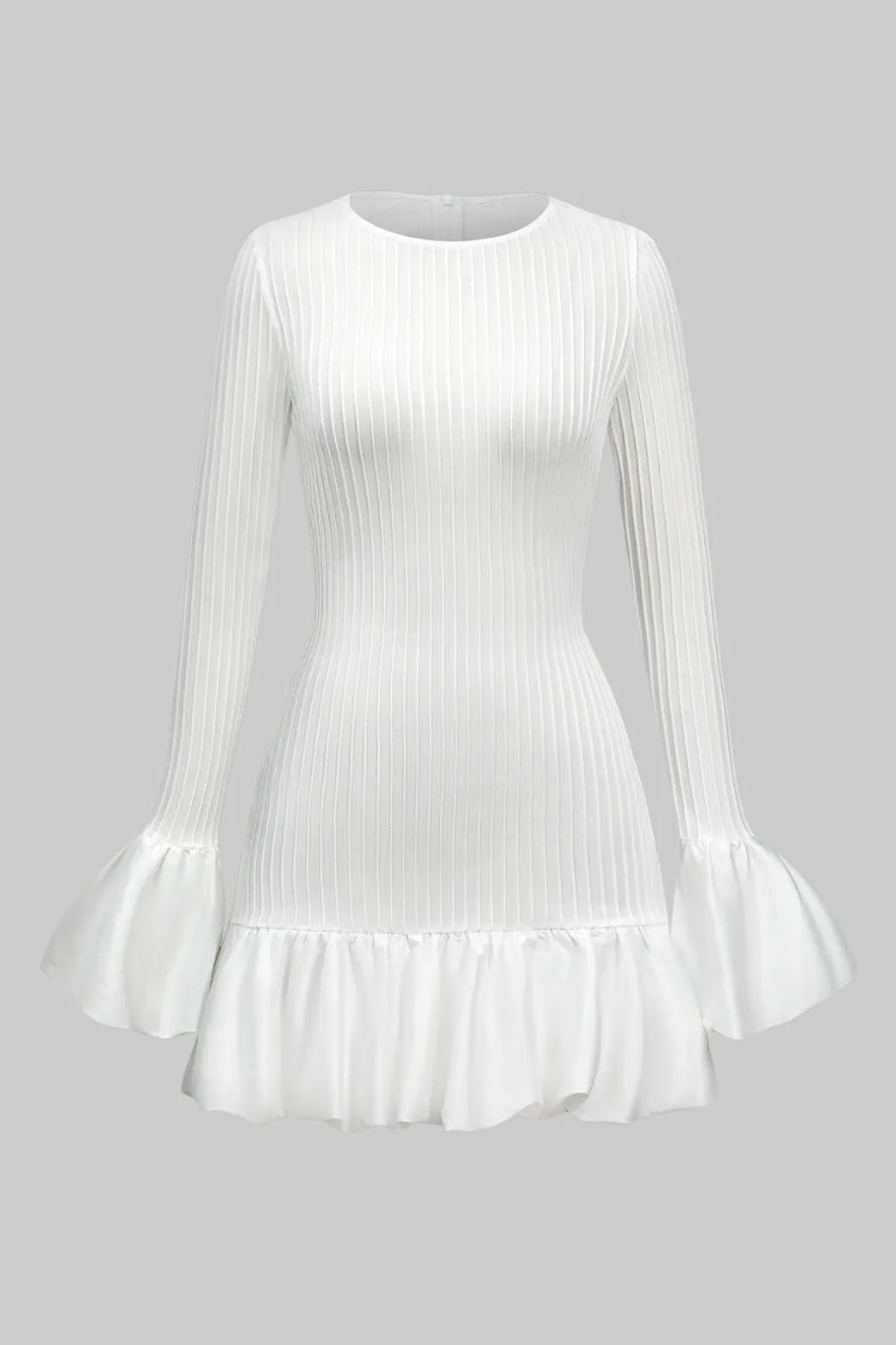 Solid Puff Bell Sleeve Mini Dress