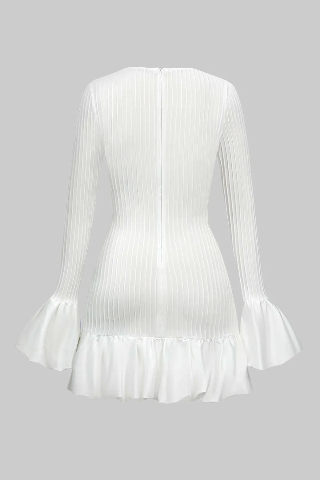 Solid Puff Bell Sleeve Mini Dress