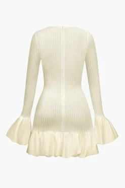 Solid Puff Bell Sleeve Mini Dress