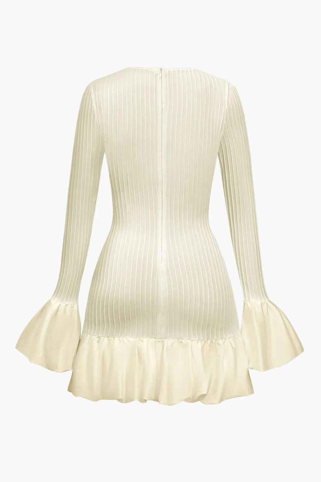 Solid Puff Bell Sleeve Mini Dress