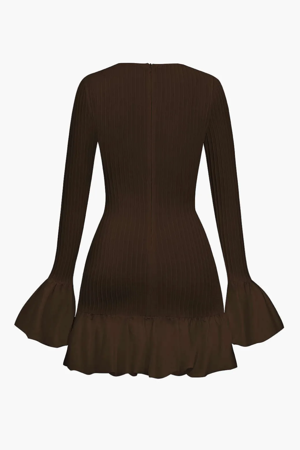 Solid Puff Bell Sleeve Mini Dress