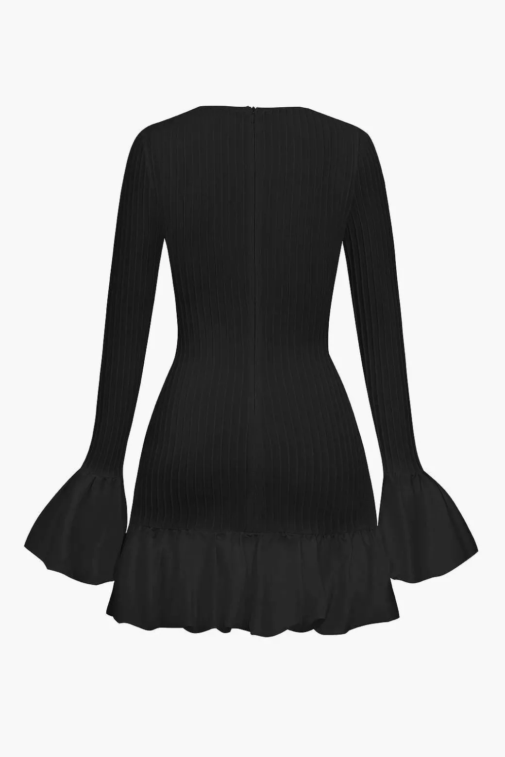 Solid Puff Bell Sleeve Mini Dress