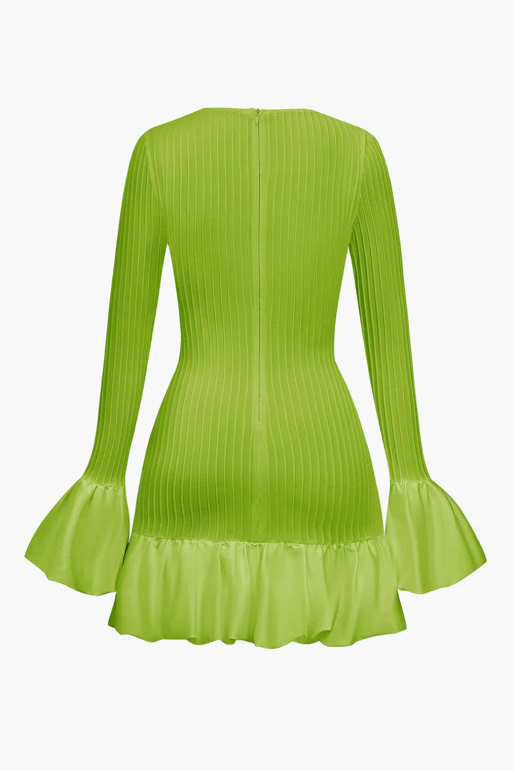 Solid Puff Bell Sleeve Mini Dress