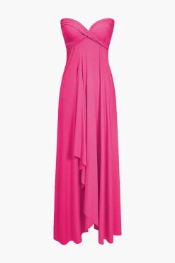 Solid Reversible Asymmetrical Tie-Up Maxi Dress
