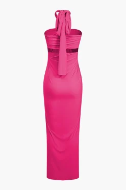 Solid Reversible Asymmetrical Tie-Up Maxi Dress