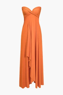 Solid Reversible Asymmetrical Tie-Up Maxi Dress