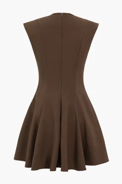 Solid Round Neck Mini Dress