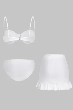 Solid Ruched Bikini 3-Piece Set