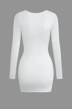 Solid Ruched Drawstring Mini Dress