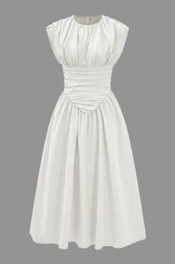 Solid Ruched Midi Dress