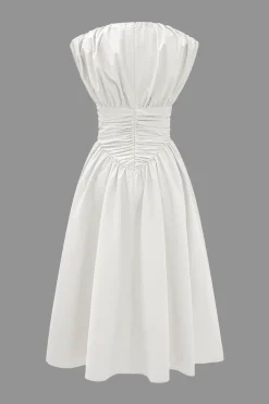 Solid Ruched Midi Dress