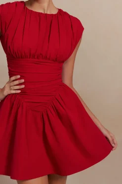 Solid Ruched Mini Dress