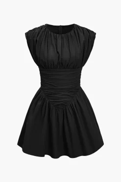 Solid Ruched Mini Dress