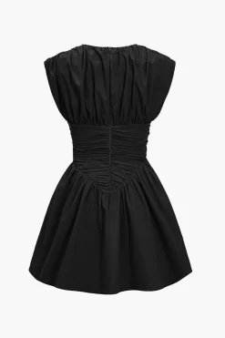 Solid Ruched Mini Dress