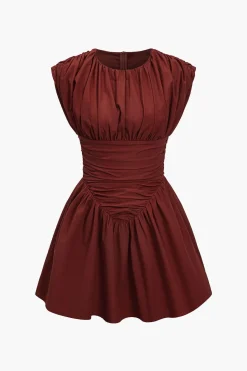 Solid Ruched Mini Dress