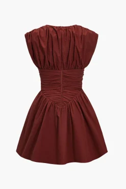 Solid Ruched Mini Dress