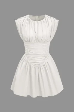 Solid Ruched Mini Dress