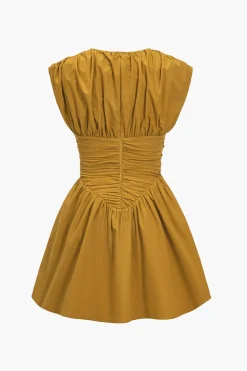 Solid Ruched Mini Dress
