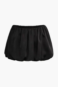 Solid Ruched Mini Skirt