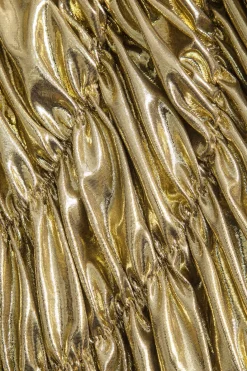 Solid Ruched Shiny Maxi Dress