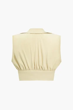 Solid Ruched V-neck Top And Skirt Set
