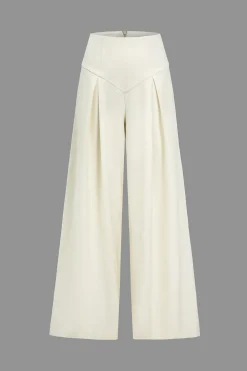 Solid Ruched Wide Leg Trousers