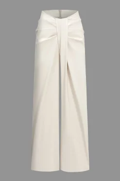 Solid Ruched Zipper Trousers