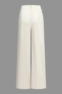 Solid Ruched Zipper Trousers